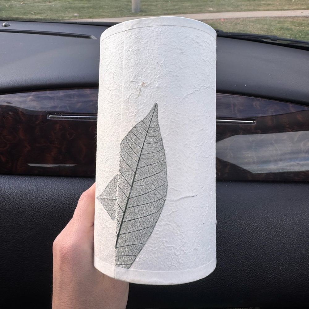 Mulberry Paper Lamp Shade Embedded Botanical Leaf… - image 2